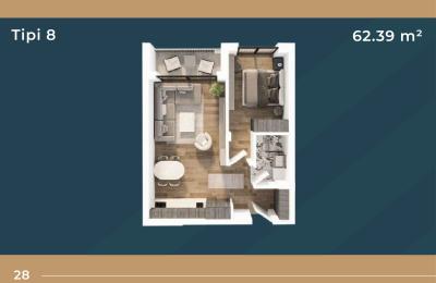 KORAL TOWER II, Banesë ne shitje TIP 8, 62.39m2