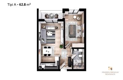 Banesë në shitje, Lamela 2, Tip A, 62.80m2