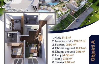 SUNRISE Banesë në qendër ULQIN Tip A  ojekti A  66.4m2