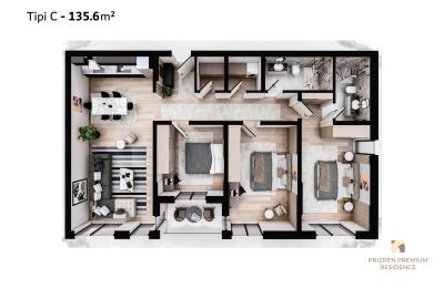 Banesë në shitje, Lamela 2, Tip C, 135.60 m2