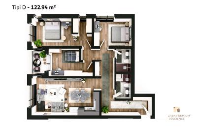 Banesë në shitje, Lamela 1, Tip D, 122.94m2