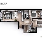 Banesë në shitje, Lamela 2, Tip E, 123.80 m2