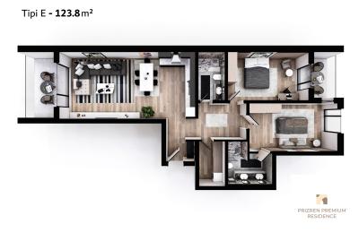 Banesë në shitje, Lamela 2, Tip E, 123.80 m2