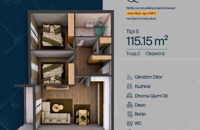 TROJA 2, Banesë T5, Objekti 6, 115.15 m2