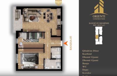 Banesë në SHITJE – 2 Dhoma gjumi – Fushë Kosovë – Tahir Zemaj – Orient Construction